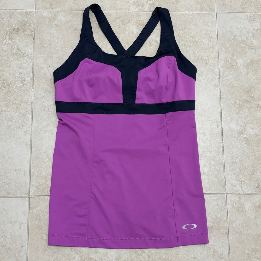 Oakley Purple and Black Sport Athletic Tank Racer Top with built in bra. Medium